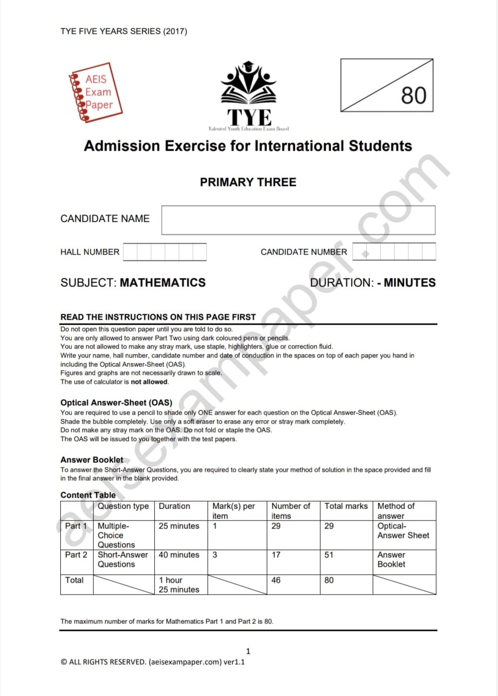 AEIS Exam Paper Math P3 (2016 - 2021) - Image 5