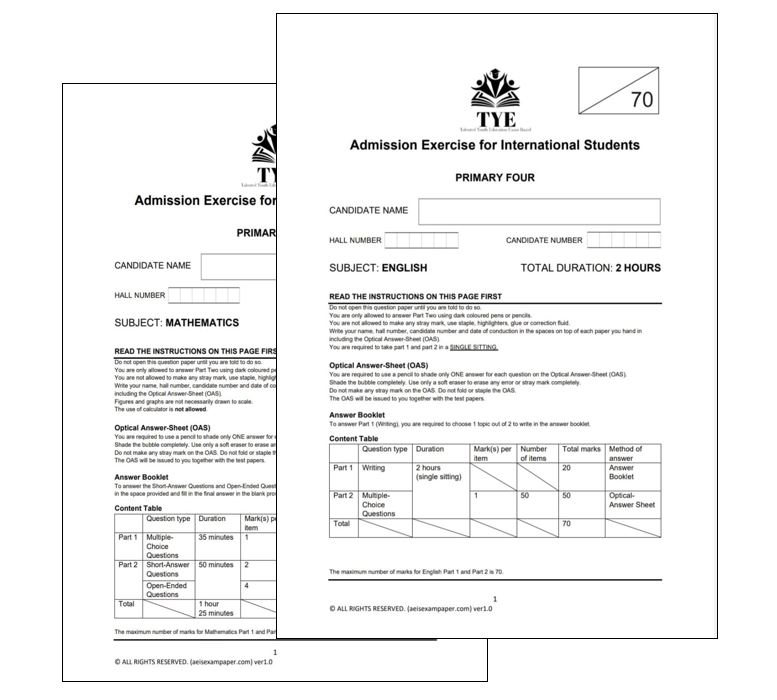 AEIS Exam Paper P4 (2016 - 2021)