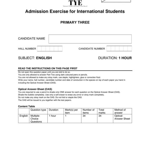 AEIS Exam Paper P3