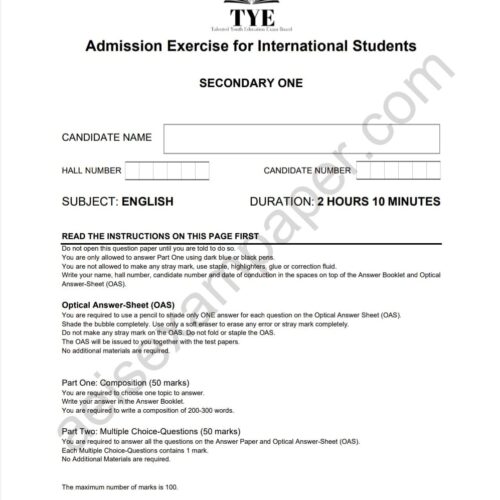 AEIS Exam Paper Sec1